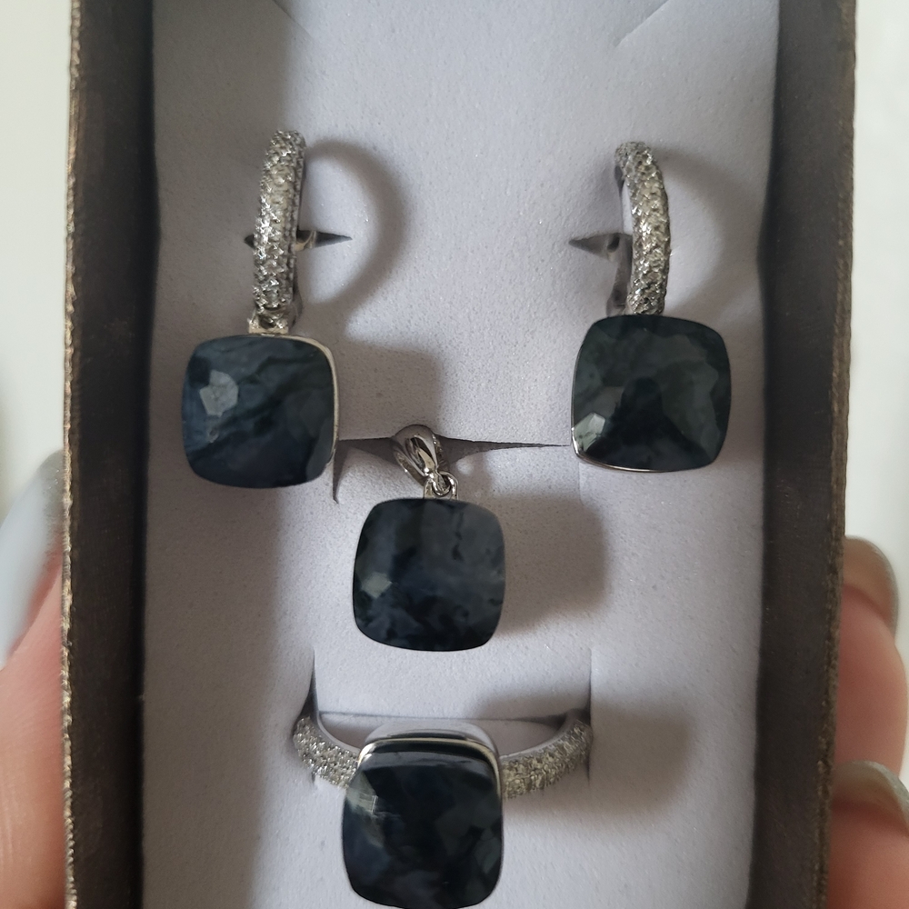 Elegant Silver 925 and Black Jewelry Set